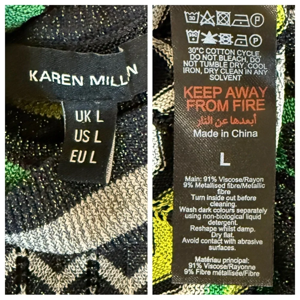 Karen Millen Patterned Sparkle Knit Roll Neck Jacquard Midi Dress